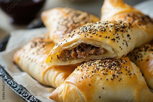 Middle Eastern mini fatayer are savory pastries with spiced fillings encased in soft dough ideal for gatherings photo