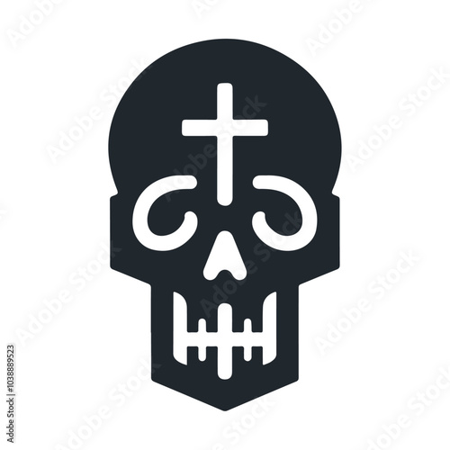 Horror skeleton skull with cross-vector icon design