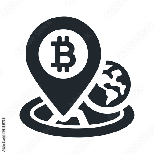 Bitcoin location pin vector icon design