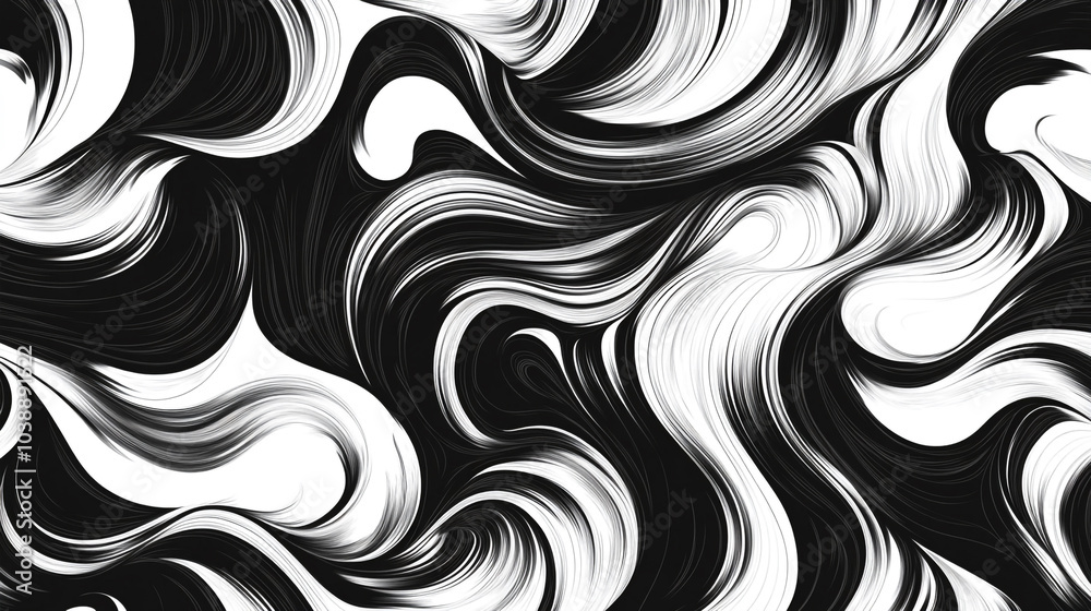 Abstract black and white swirling patterns creating a dynamic visual texture in the artwork Abstract black and white swirling patterns creating a dynamic visual texture in the artwork