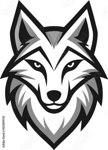 Gray Wolf Head Mascot Logo Design Illustration