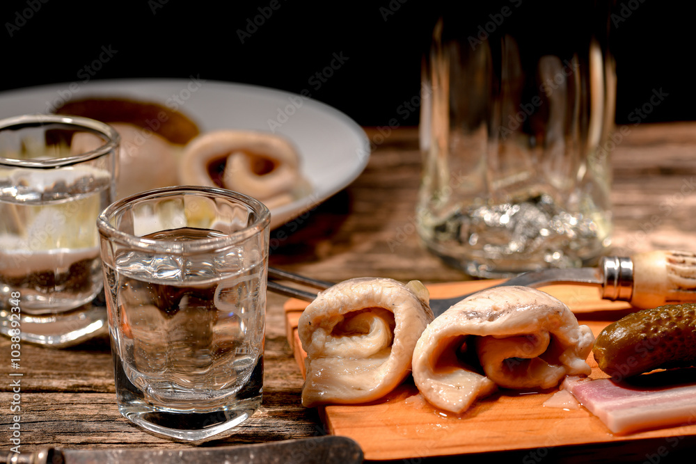 Set vodka and herring Set vodka and herring