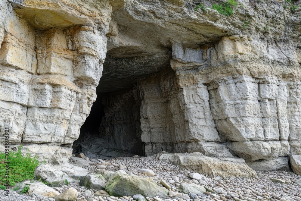 Shell limestone cave and cliff Shell limestone cave and cliff