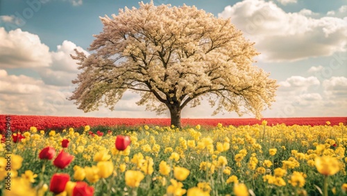 Wallpaper Mural A tree with yellow flowers in the middle of a field
 Torontodigital.ca