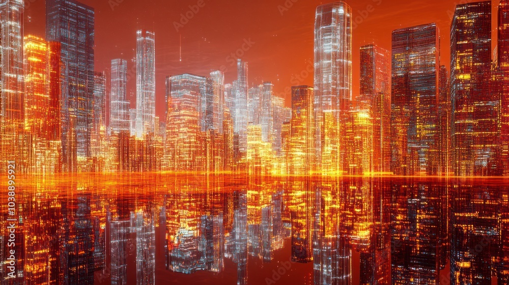 Futuristic Cityscape with Reflection Futuristic Cityscape with Reflection