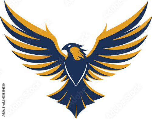 Soaring Eagle Logo Design with Blue and Gold