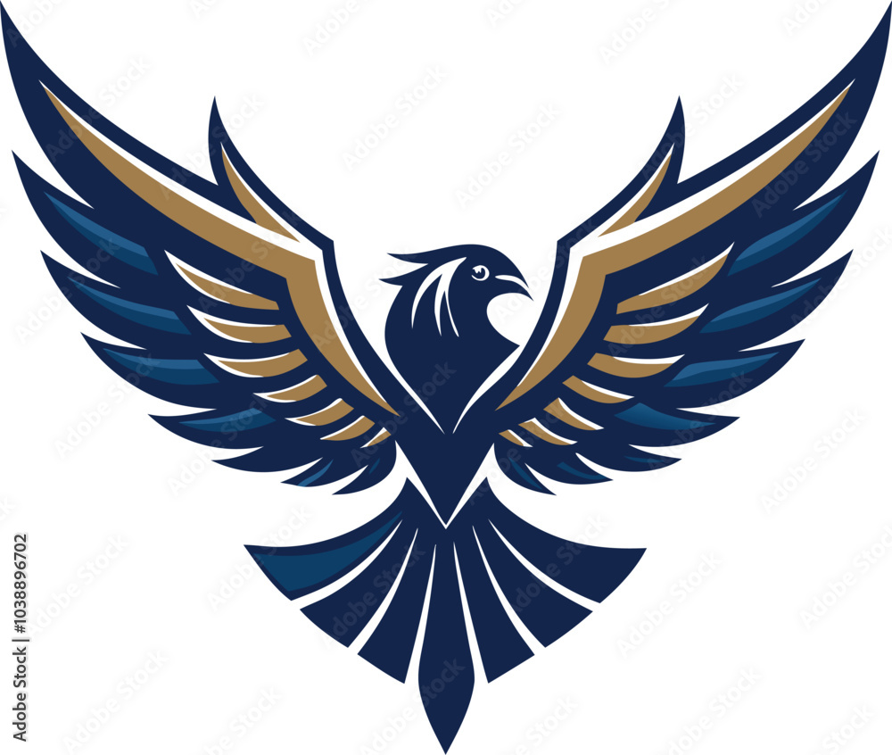 Obraz premium Blue and Gold Eagle Logo Design Concept