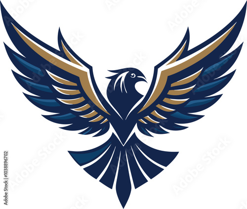 Blue and Gold Eagle Logo Design Concept