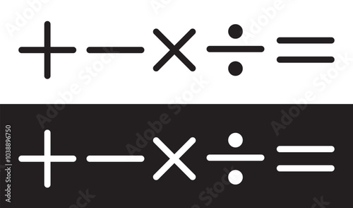 Calculator vector key isolated on white background. Addition, subtraction. Mathematical symbols icon. Calculator. Vector pictogram. Math symbols icon set. mathematical calculator education vector