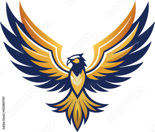 Golden Eagle Wings Spread Logo Design