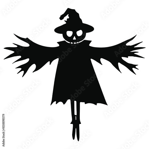 Halloween scarecrow with a head pumpkin and raven vector image