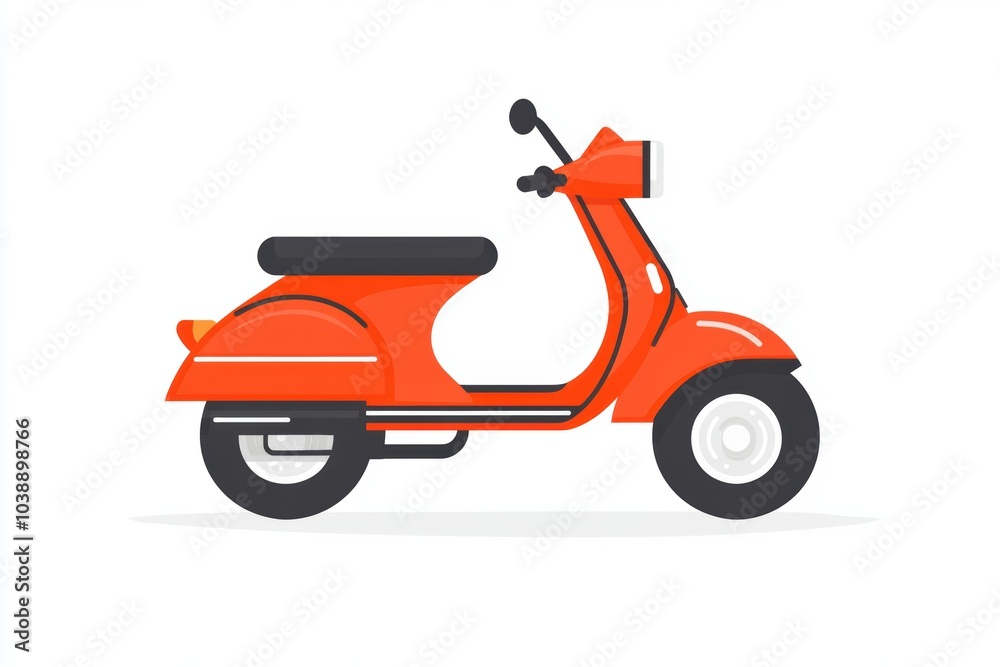 Red scooter with a black seat on the back of it - Transportation Red scooter with a black seat on the back of it - Transportation
