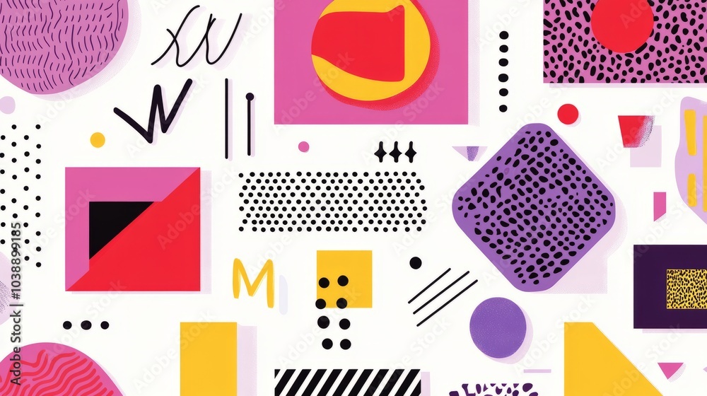 Abstract colorful geometric shapes pattern background.