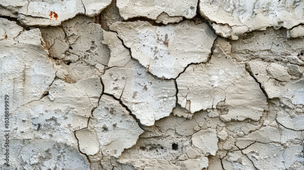Fototapeta premium Textured cracked wall surface with peeling paint for industrial design projects