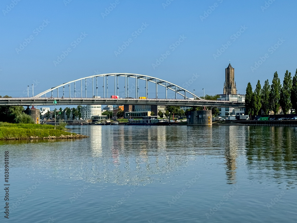 Arnhem, Netherlands - August 1, 2024: The John Frost Memorial Bridge over the Rhine River in Arnhem, Netherlands
Arnhem, Netherlands - August 1, 2024: The John Frost Memorial Bridge over the Rhine River in Arnhem, Netherlands