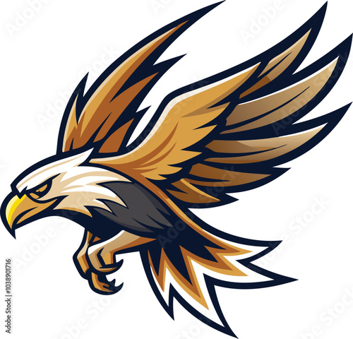 Powerful Eagle Logo Design with Wings Spread