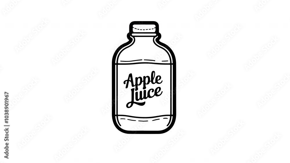 Animation forms a sketch of the apple juice icon Animation forms a sketch of the apple juice icon