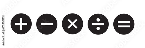 Calculator vector key isolated on white background. Addition, subtraction. Mathematical symbols icon. Calculator. Vector pictogram. Math symbols icon set. mathematical calculator education vector