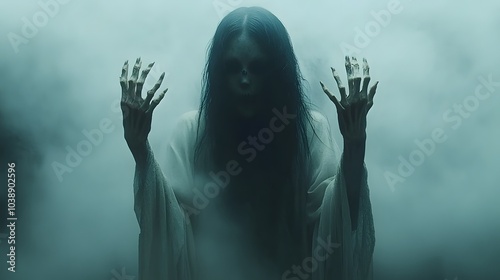 Mysterious Figure in Foggy Atmosphere