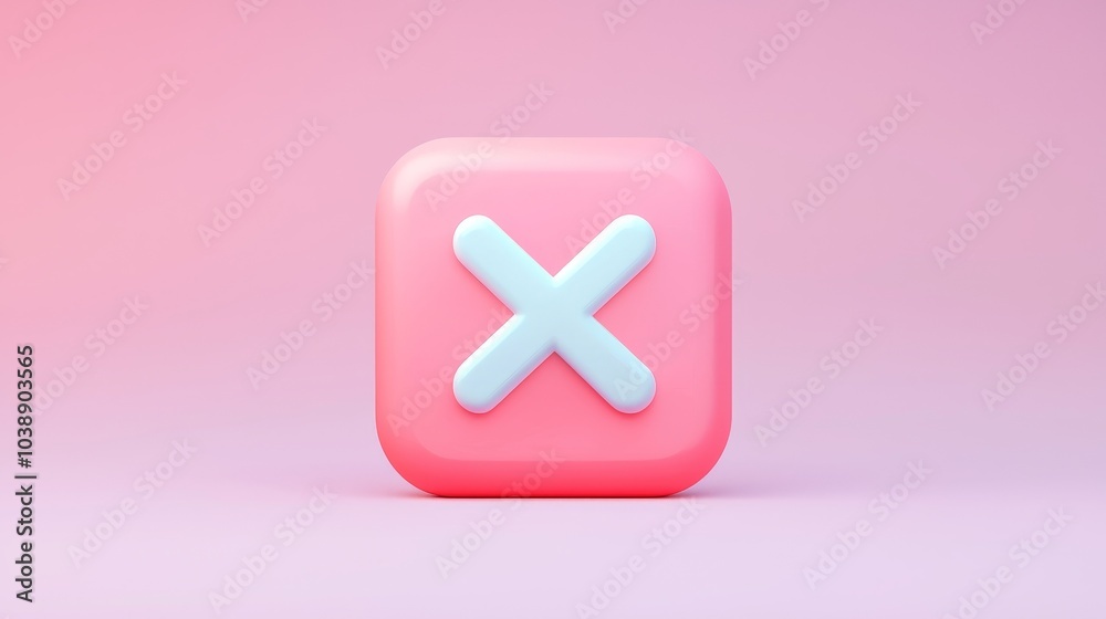 Obraz premium A Captivating Pink Close Button on a Soft Gradient Background for Modern User Interfaces and Digital Designs