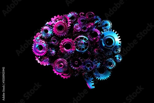 A stock with the shape of a human brain and gears photo