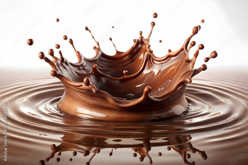 A dramatic splash of rich chocolate creates ripples in a glossy surface, showcasing the beauty of liquid motion. A dramatic splash of rich chocolate creates ripples in a glossy surface, showcasing the beauty of liquid motion.