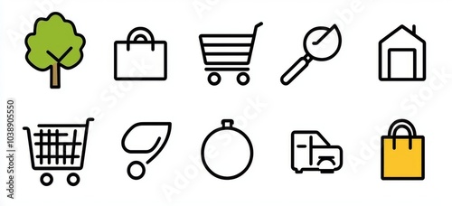 An e-commerce icon pack featuring thin lines and modern trade activities. photo