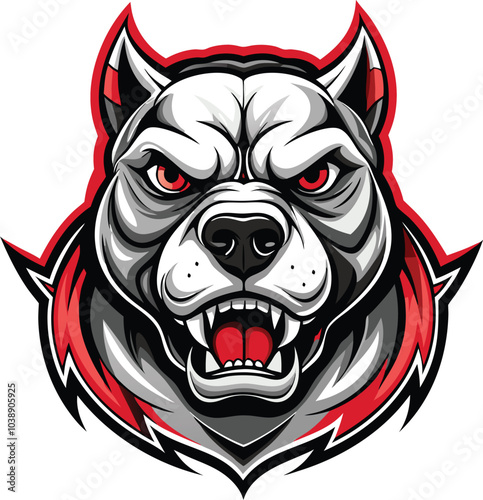 Aggressive Pitbull Mascot Design with Red Collar