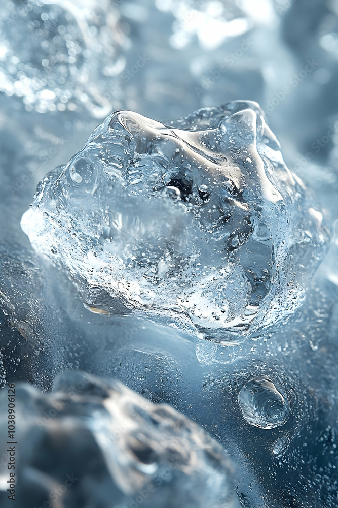 A close-up view of clear ice cubes, showcasing their textured surfaces and the light passing through them, creating a refreshing and cool aesthetic. A close-up view of clear ice cubes, showcasing their textured surfaces and the light passing through them, creating a refreshing and cool aesthetic.