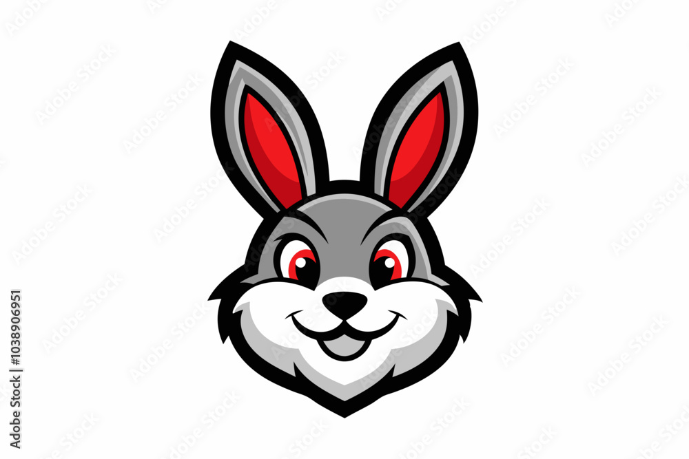 A Bunny Head Mascot Logo Icon On White Background A Bunny Head Mascot Logo Icon On White Background