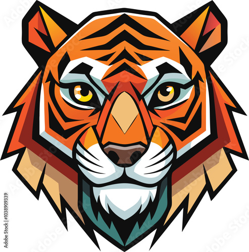 Fierce Tiger Head Mascot Design Illustration