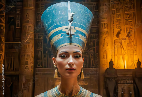 Portrait of the majestic and beautiful Egyptian Queen Nefertiti