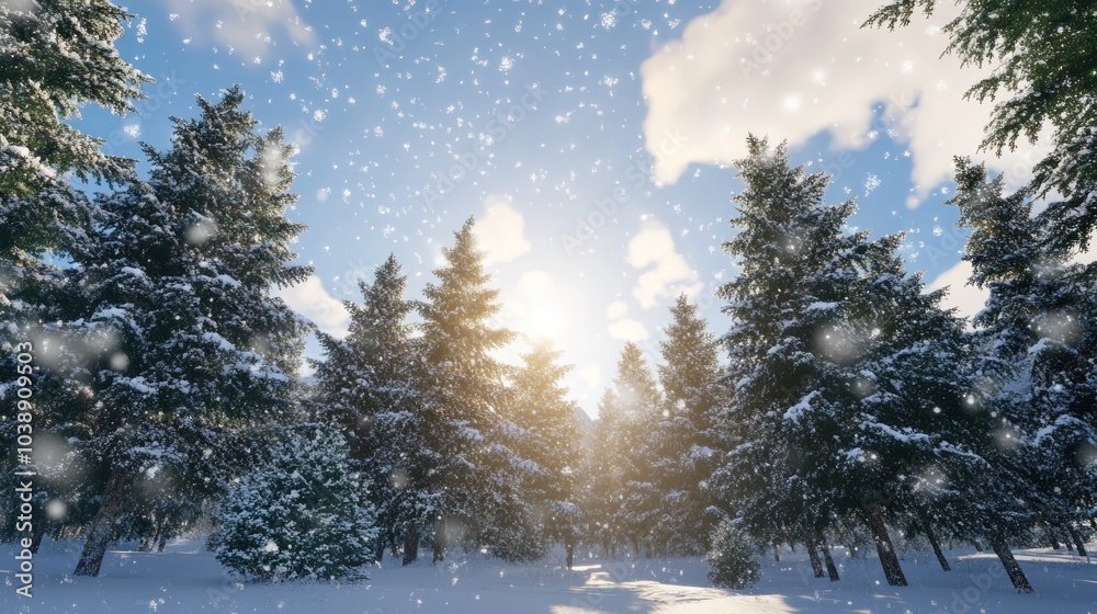 Fototapeta premium Snowy Forest Landscape