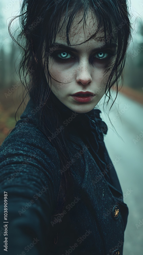 Portrait of a Mysterious Young Woman in Dark Setting Portrait of a Mysterious Young Woman in Dark Setting