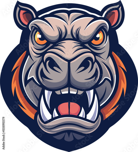 Aggressive Hippopotamus Mascot Design Illustration