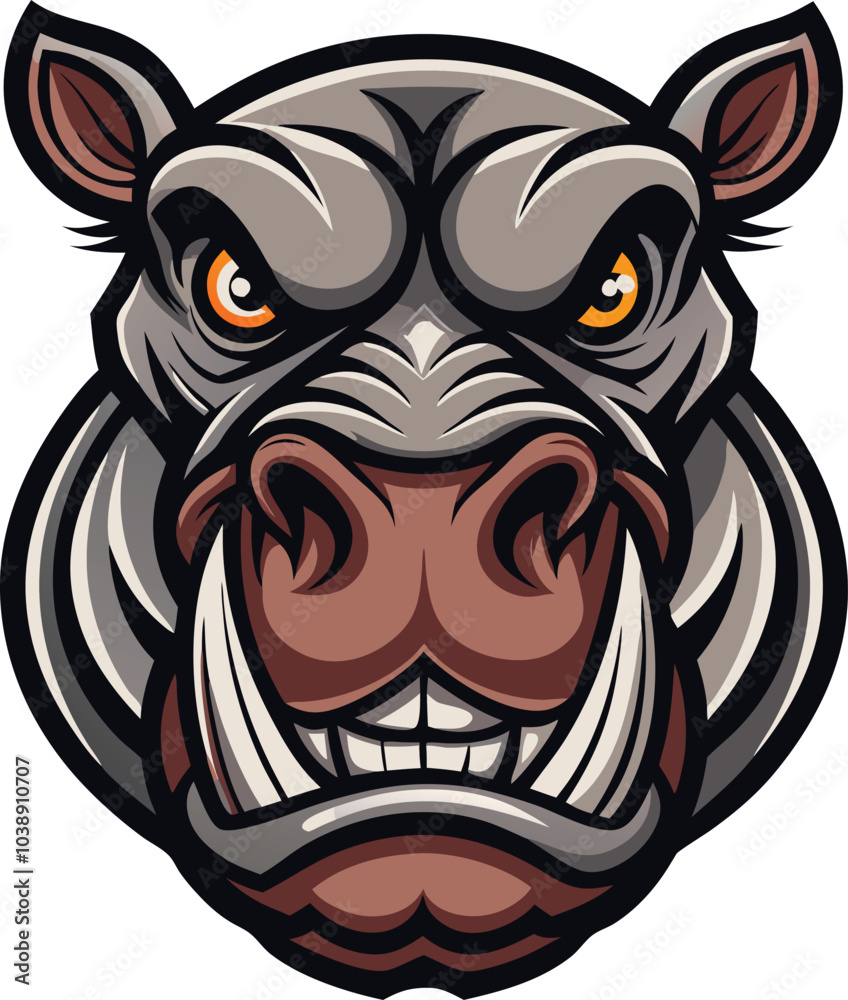 Obraz premium Angry Hippopotamus Mascot Cartoon Illustration