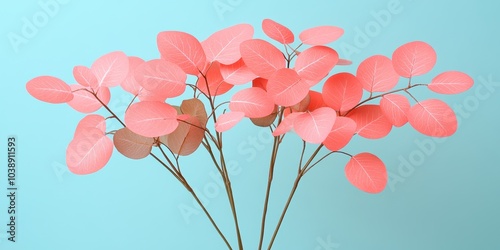 Vase with a bunch of pink leaves in it - Vintage photo