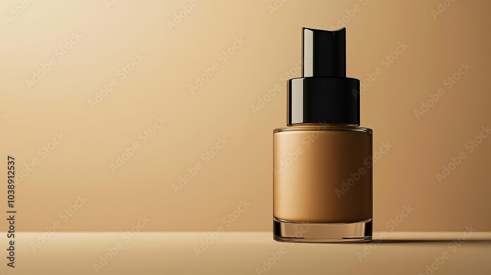 Elegant foundation bottle on a soft brown background, perfect for beauty and skincare products. Elegant foundation bottle on a soft brown background, perfect for beauty and skincare products.