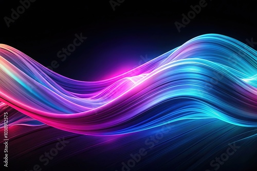 Wallpaper Mural A striking abstract banner design featuring vibrant waves of blue, purple, and pink, set against a dramatic black background. Torontodigital.ca