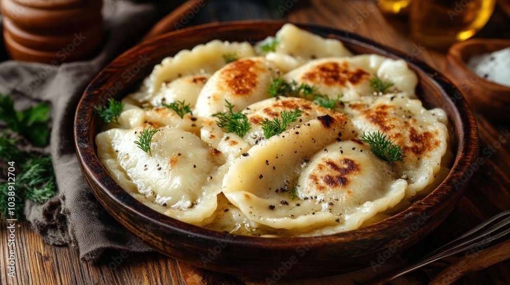 Delicious Pierogi with Dill and Butter Delicious Pierogi with Dill and Butter