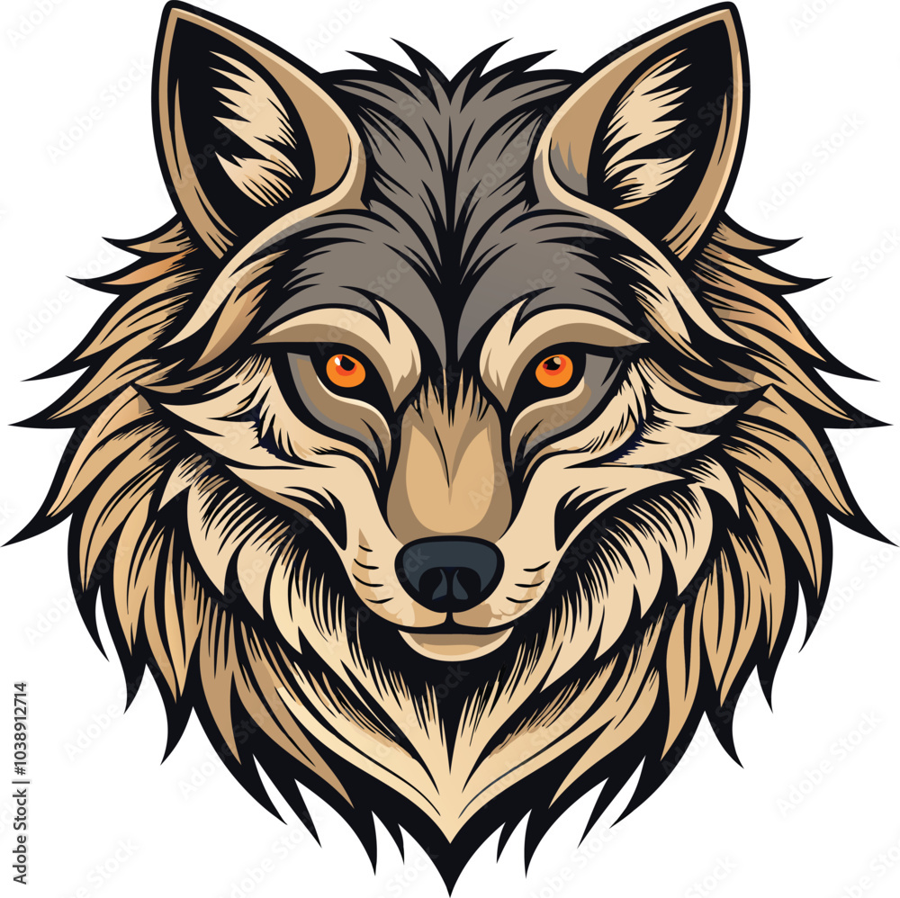 Obraz premium Wolf Head Illustration, Detailed Portrait, Animal Art