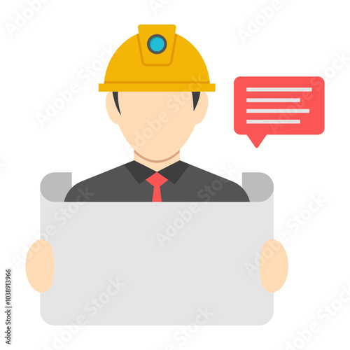 Avatar wearing hard hat, icon of engineer 

