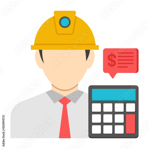 Avatar wearing hard hat, icon of engineer 

