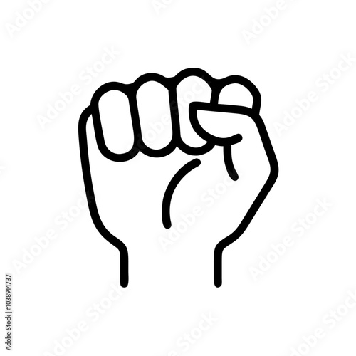 Good icon. Fist hand gesture icon without background symbolizing strength and solidarity.