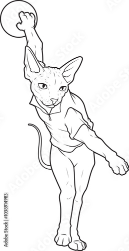 Sphinx Cat Bowling Bowling ball Animal Vector Graphic Art Illustration