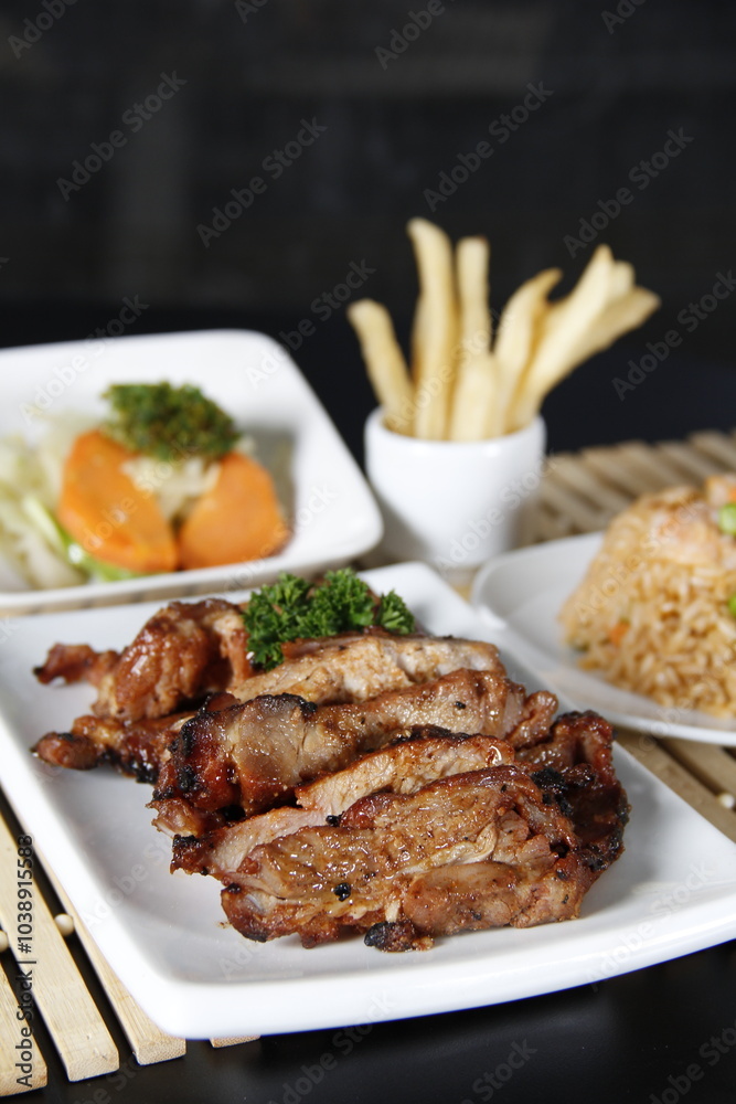Gourmet Seafood Dish with Premium Flavors and Garnishes Gourmet Seafood Dish with Premium Flavors and Garnishes
