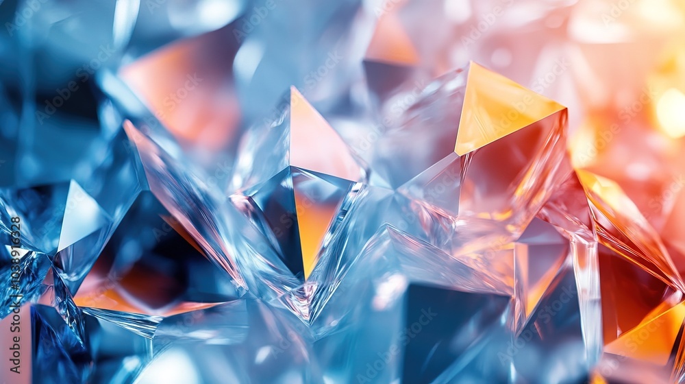 Abstract transparent crystal geometric shapes 