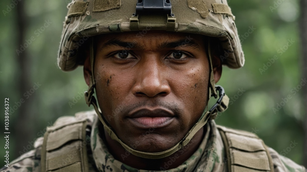 A soldier stands proudly in uniform, exuding strength and dedication. The photo captures the essence of duty, honor, and commitment to service