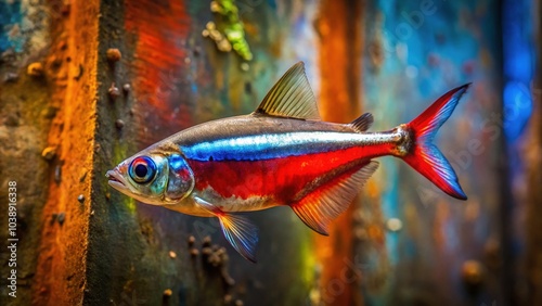 Colombian beauty meets the urban explorer's lens, showcasing the Cardinal Tetra, Paracheirodon axelrodi. photo