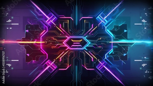 Blue and purple abstract futuristic technology background. Generative Ai.